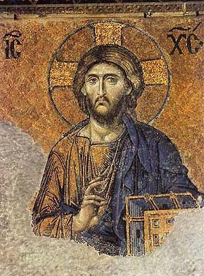 Detail of a mosaic icon of Christ from Hagia Sophia